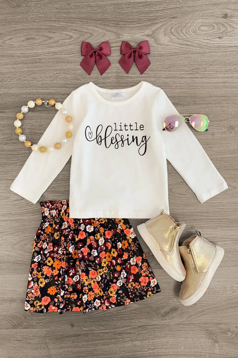 "Little Blessing" Fall Floral Skirt Set