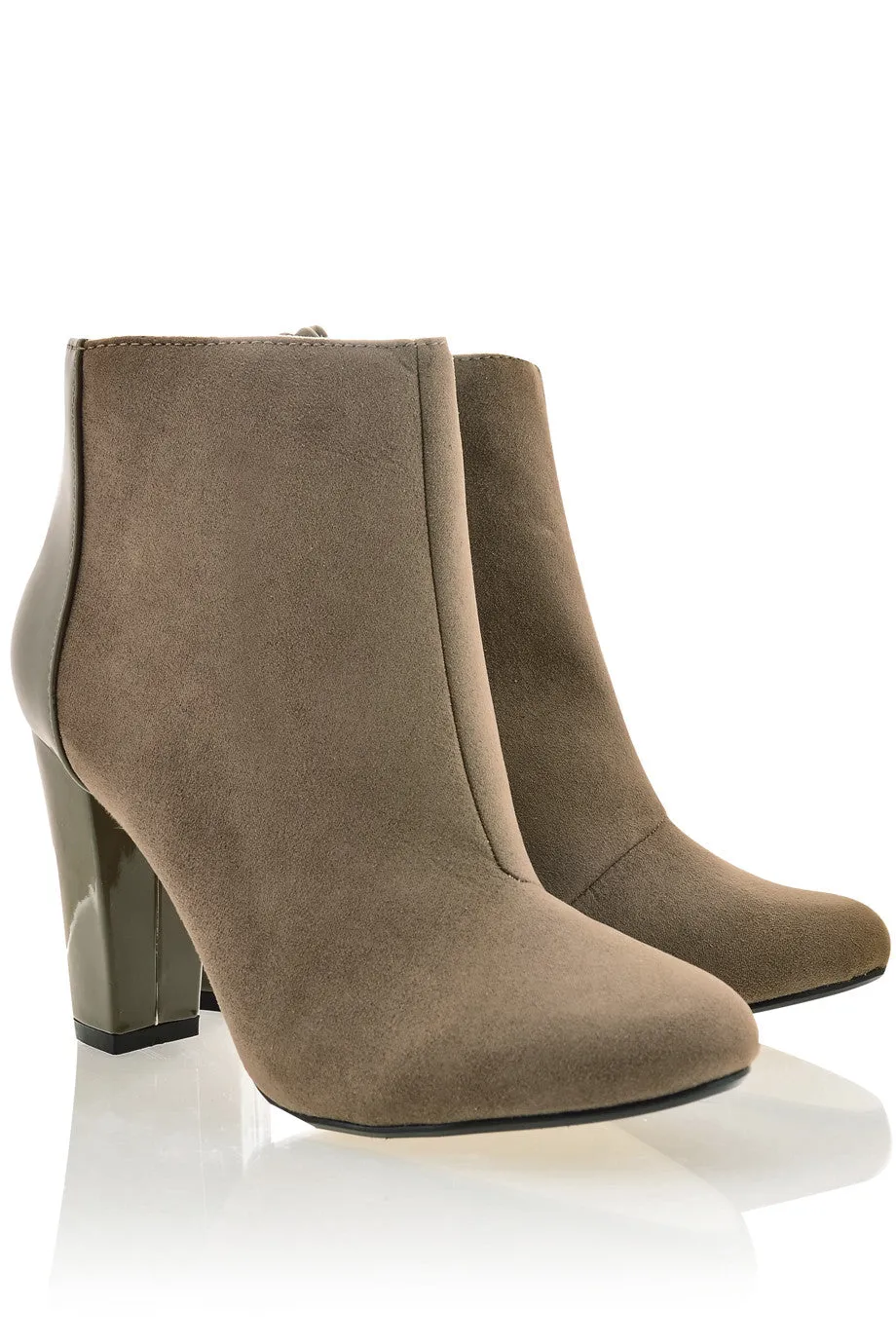 REAGAN Taupe Suede Αnkle Boots