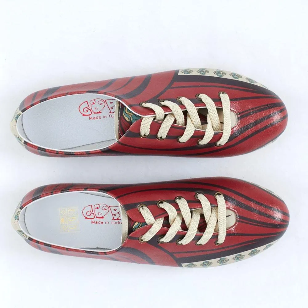 Red Pattern Ballerinas Shoes SLV075