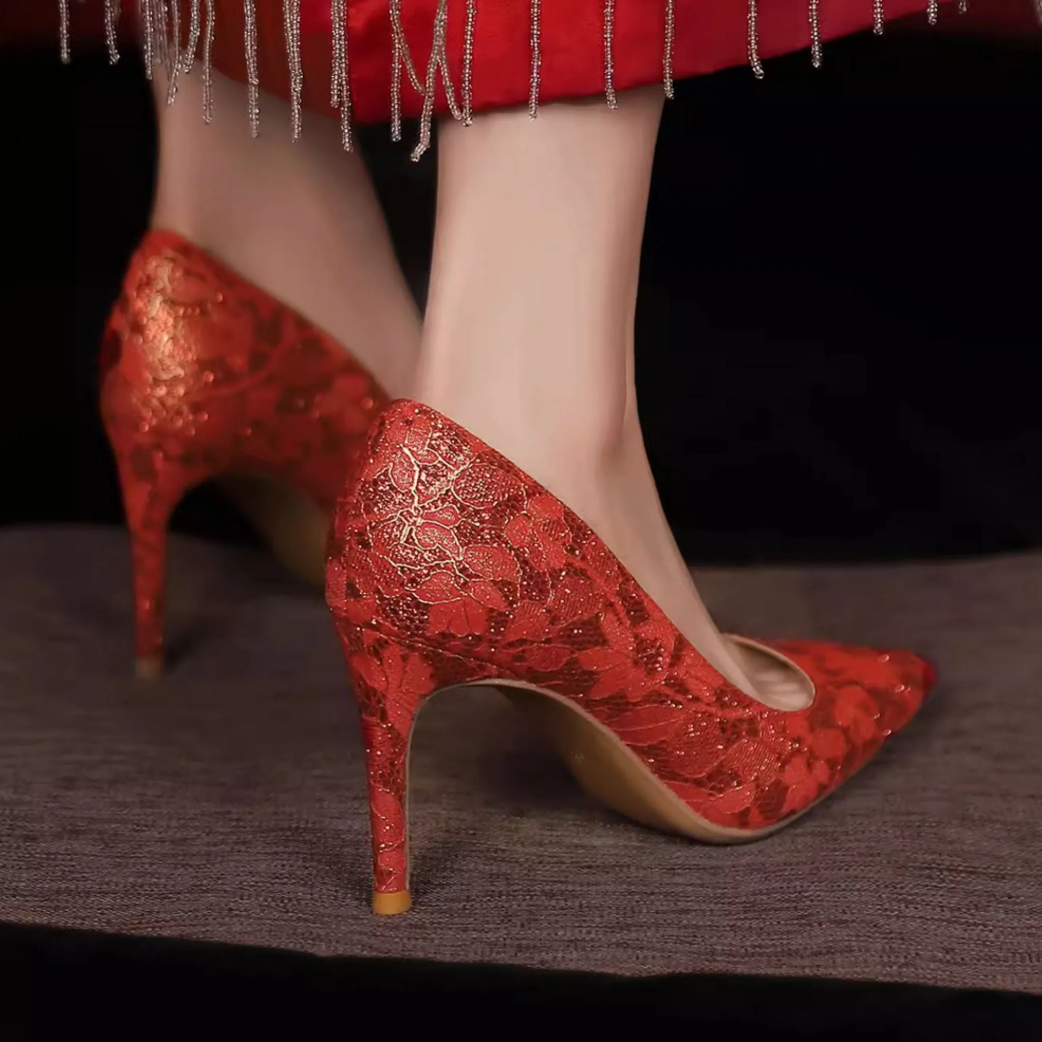 Rouge Red Wedding Heel Shoes