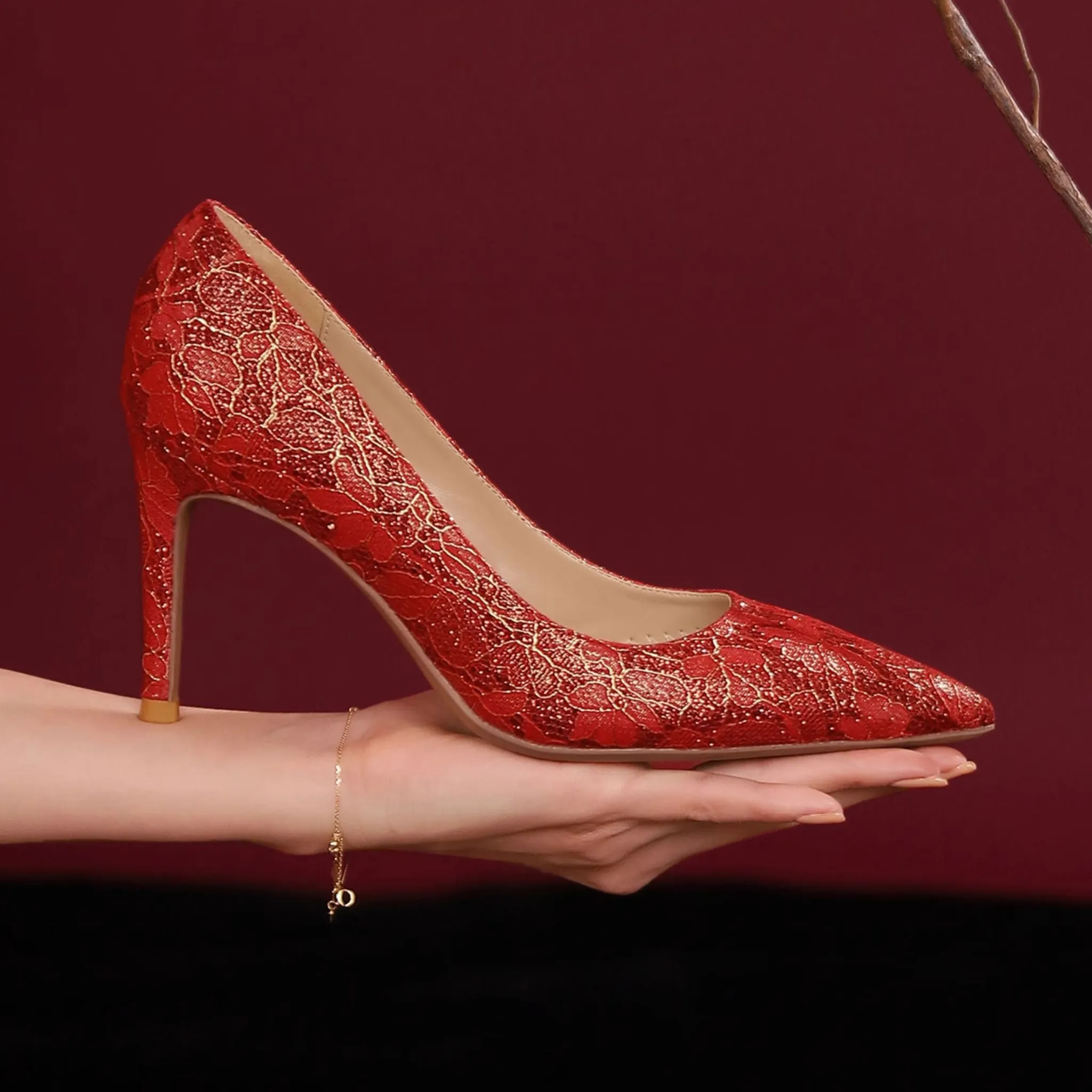 Rouge Red Wedding Heel Shoes