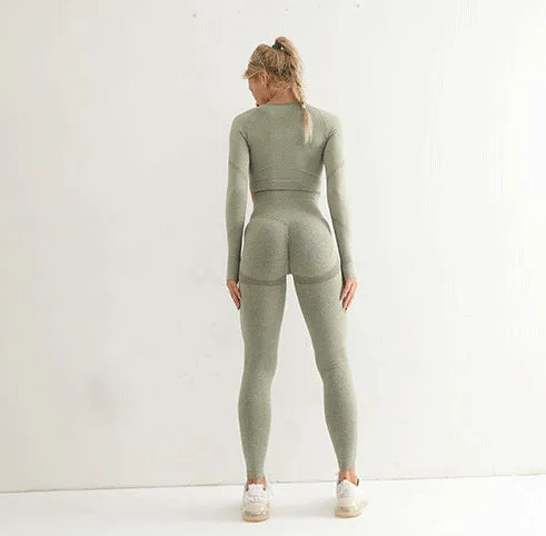 SA304 - Seamless Long Sleeve High Waist Workout Suit