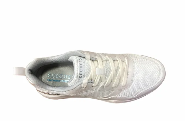 Skechers scarpa sneakers da donna con rialzo al tallone  Rovina Clean Sheen 155046/WHT bianco