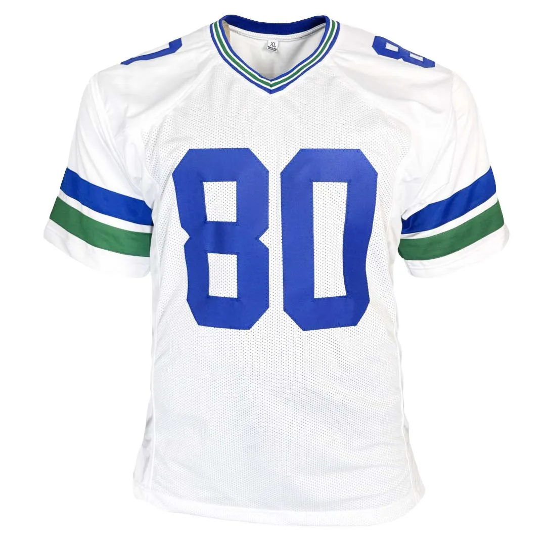 Steve Largent Signed HOF 95 Inscribed Seattle White Football Jersey (Beckett)