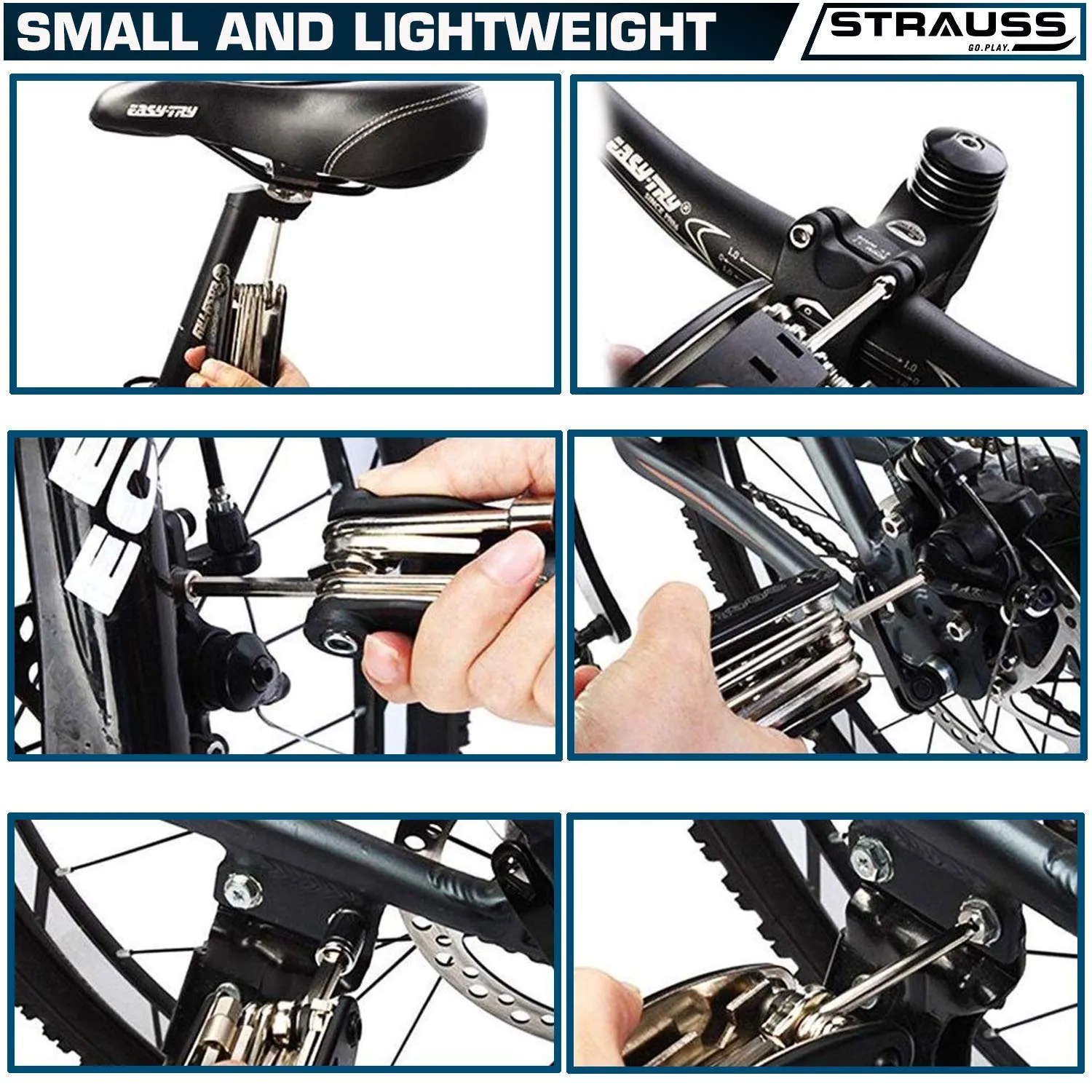 Strauss Bicycle Air Pump, (Black) and Bicyle Repair Toolkit