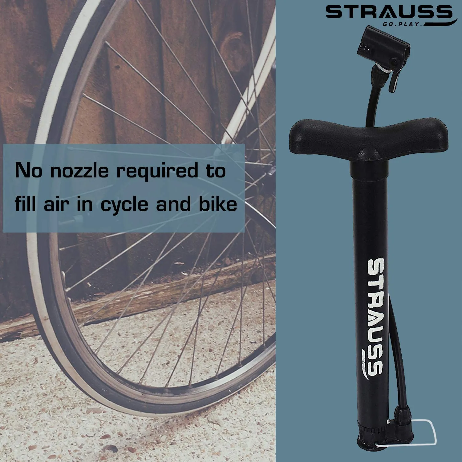 Strauss Bicycle Air Pump, (Black) and Bicyle Repair Toolkit