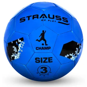 STRAUSS Official Football Size 3 |Professional Match Ball for Indoor & Outdoor Games & Training for Kids & Adults | Granular Texture with High-Performance Grained Surface, (Blue)