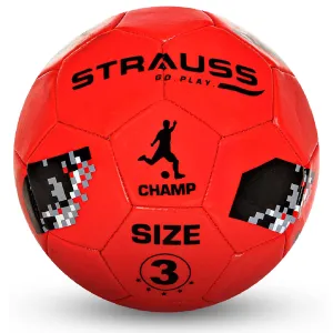 STRAUSS Official Football Size 3 | Professional Match Ball for Indoor & Outdoor Games & Training for Kids & Adults | Granular Texture with High-Performance Grained Surface, (Red)