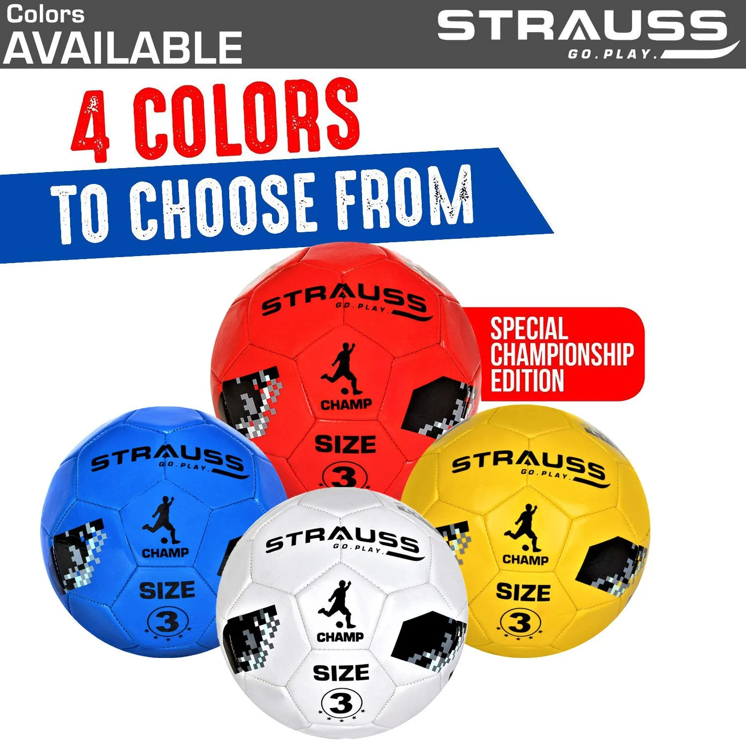 STRAUSS Official Football Size 3 | Professional Match Ball for Indoor & Outdoor Games & Training for Kids & Adults | Granular Texture with High-Performance Grained Surface, (Red)