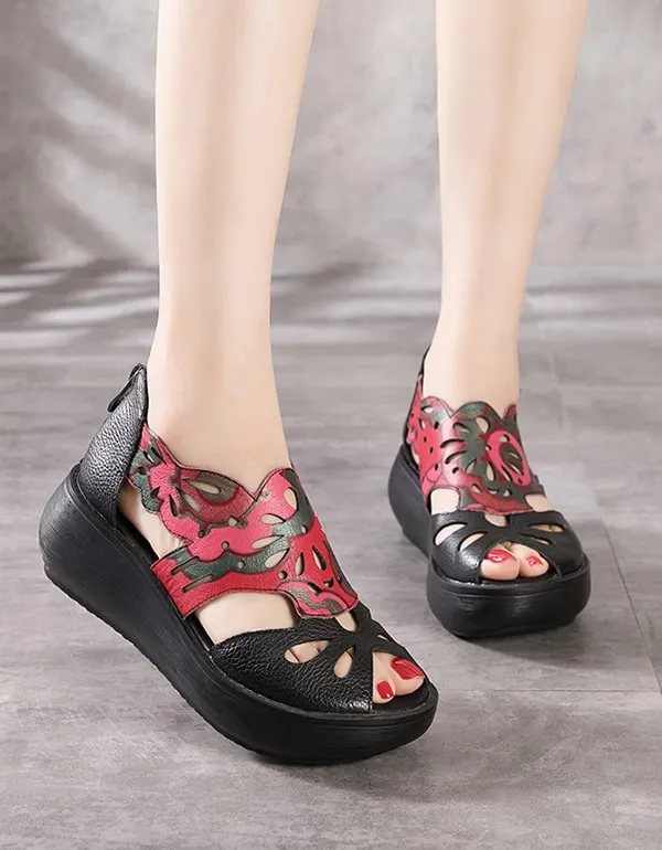 Summer Open Toe Printed Wedge Sandals