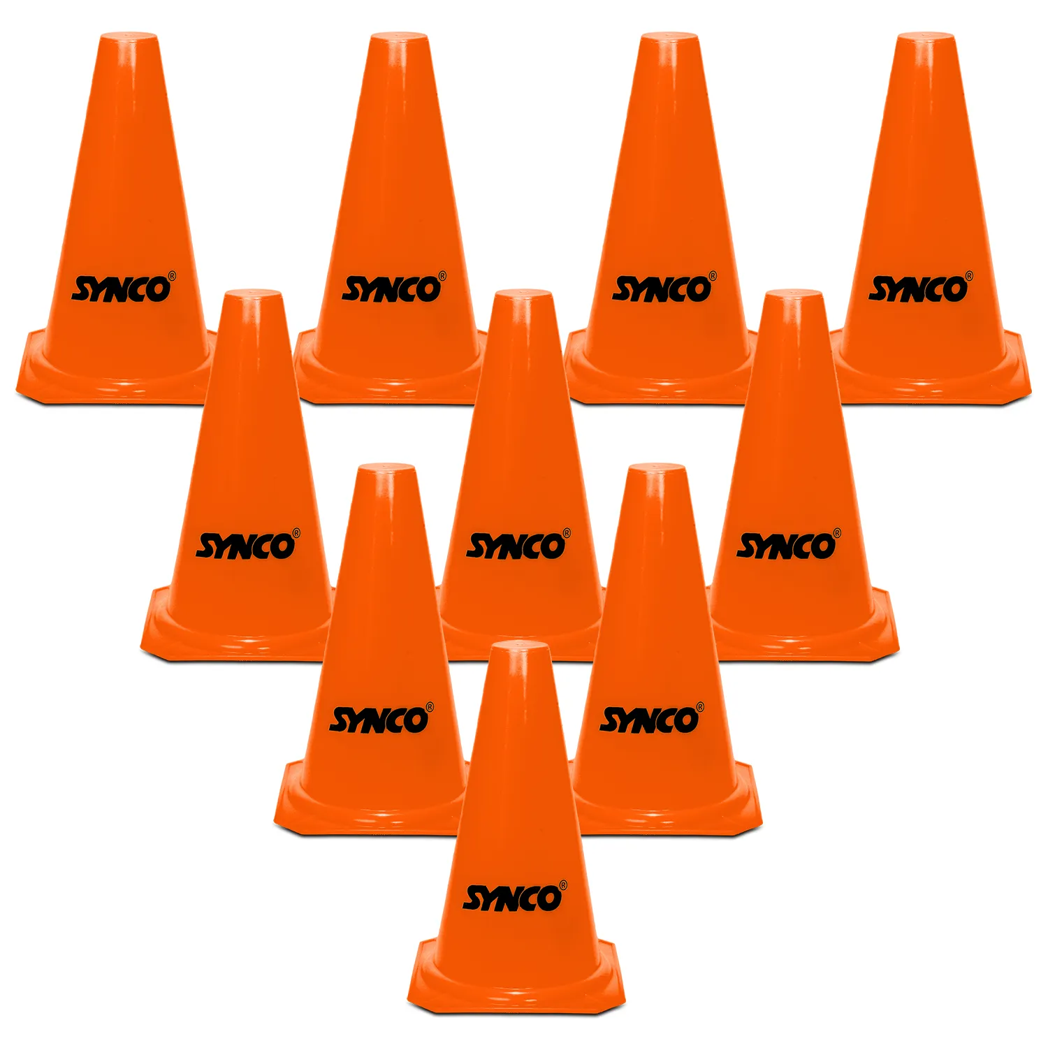 Synco Agility Training Marker Cones | Cones for Training, Fitness & Marking (Traffic Cones) 9 inch, 12 inch