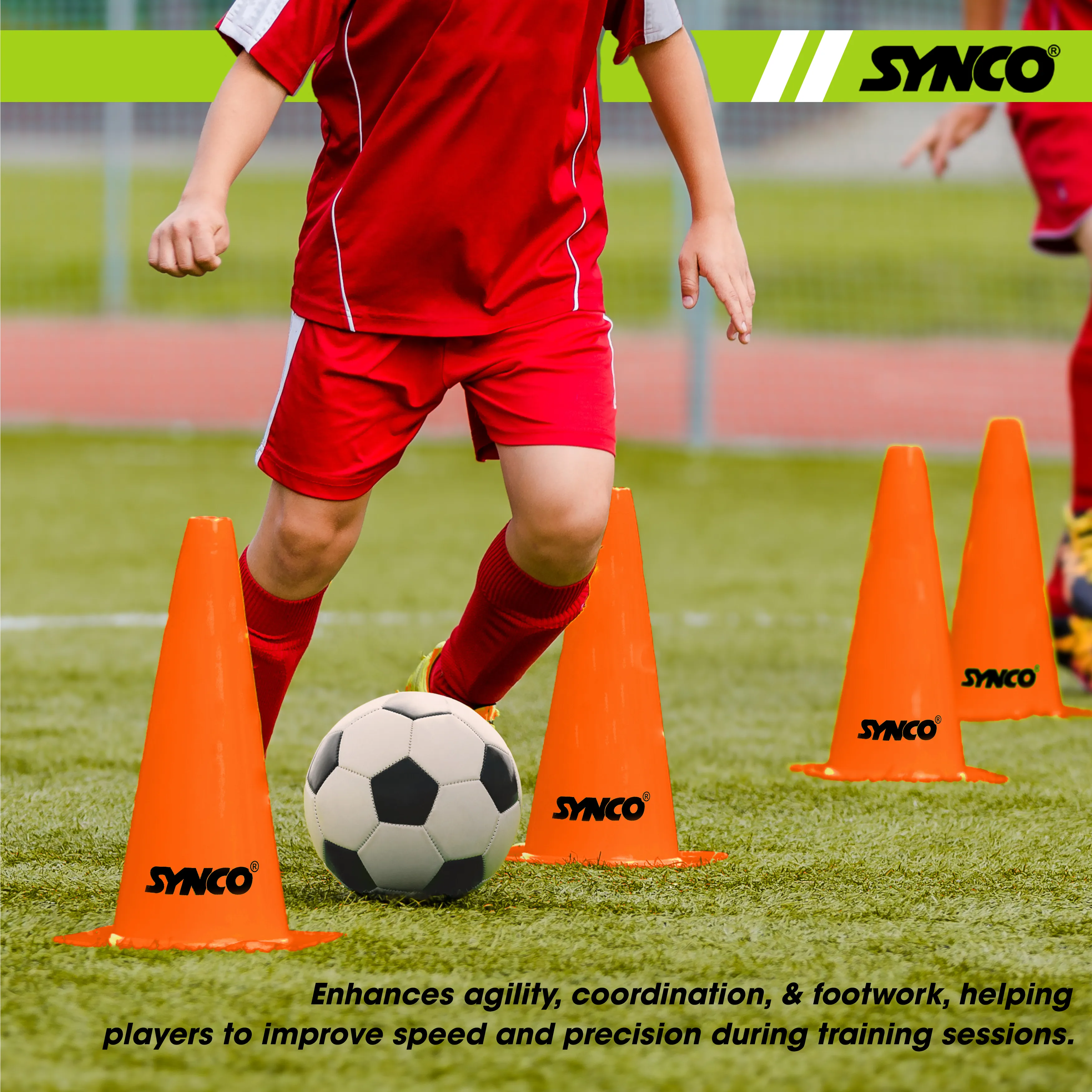 Synco Agility Training Marker Cones | Cones for Training, Fitness & Marking (Traffic Cones) 9 inch, 12 inch