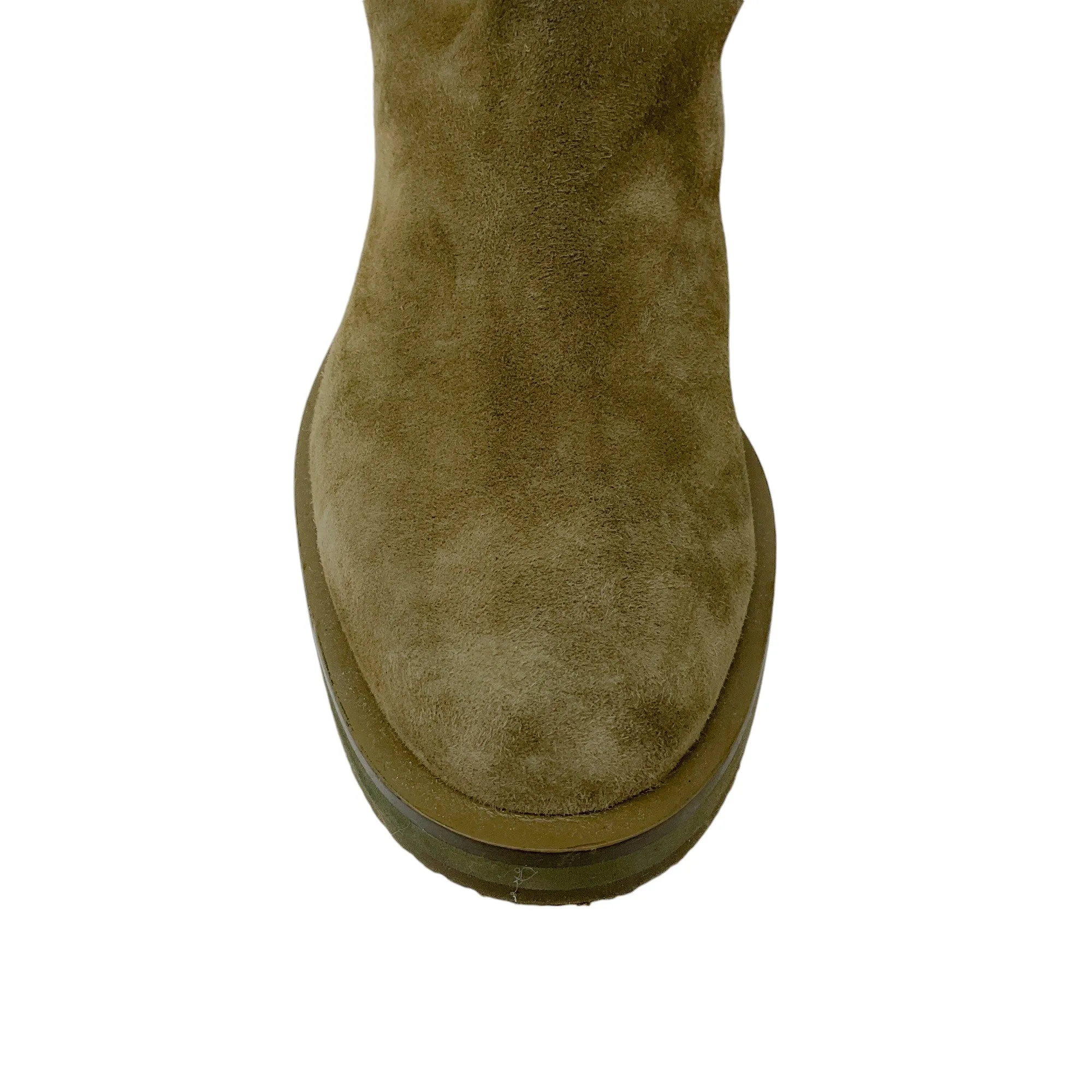 Tamara Mellon Olive Green Shearling Lined Suede Ankle Boots