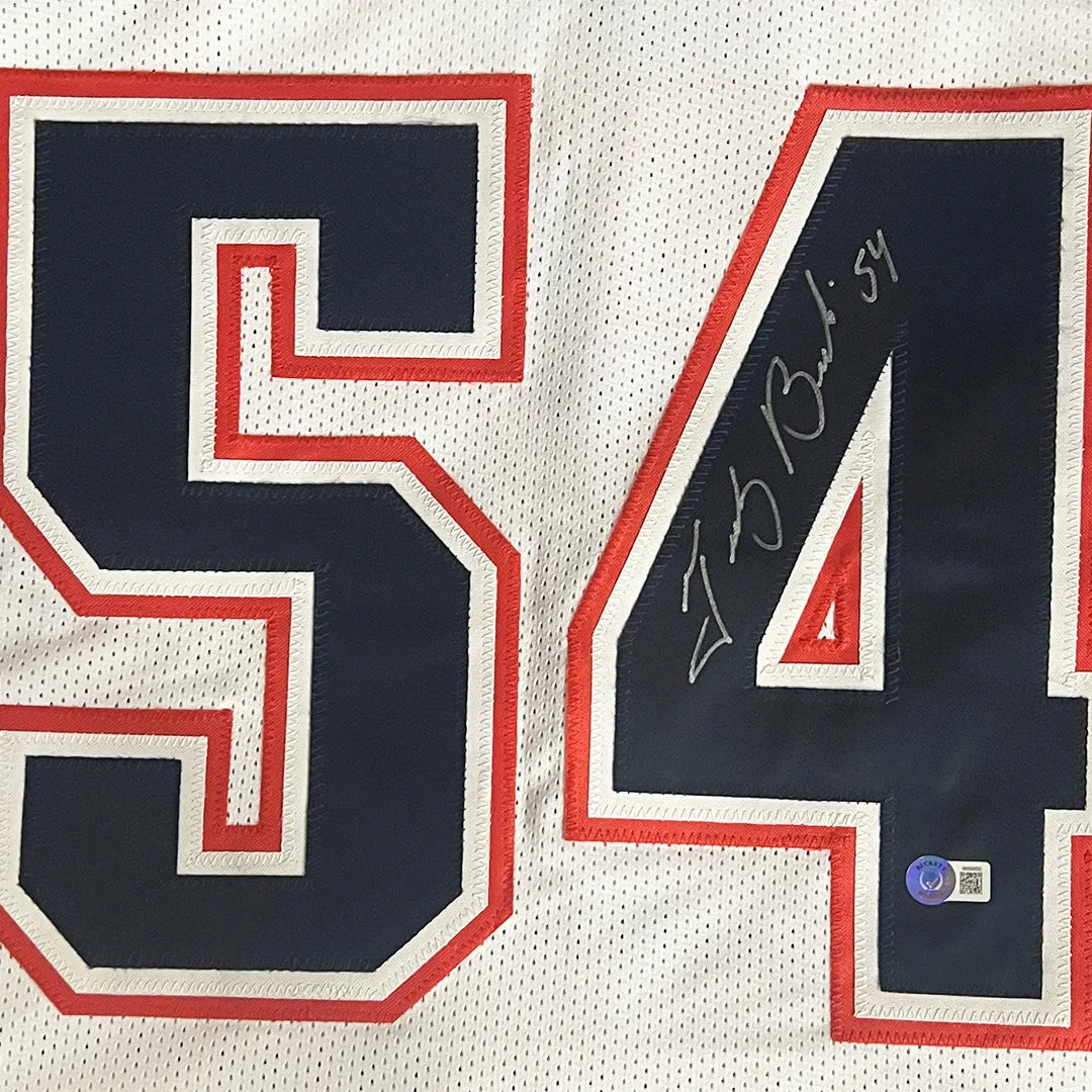 Tedy Bruschi Signed New England White Football Jersey (Beckett)