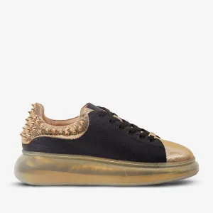 The Venezia Gold & Black Leather Women Sneaker