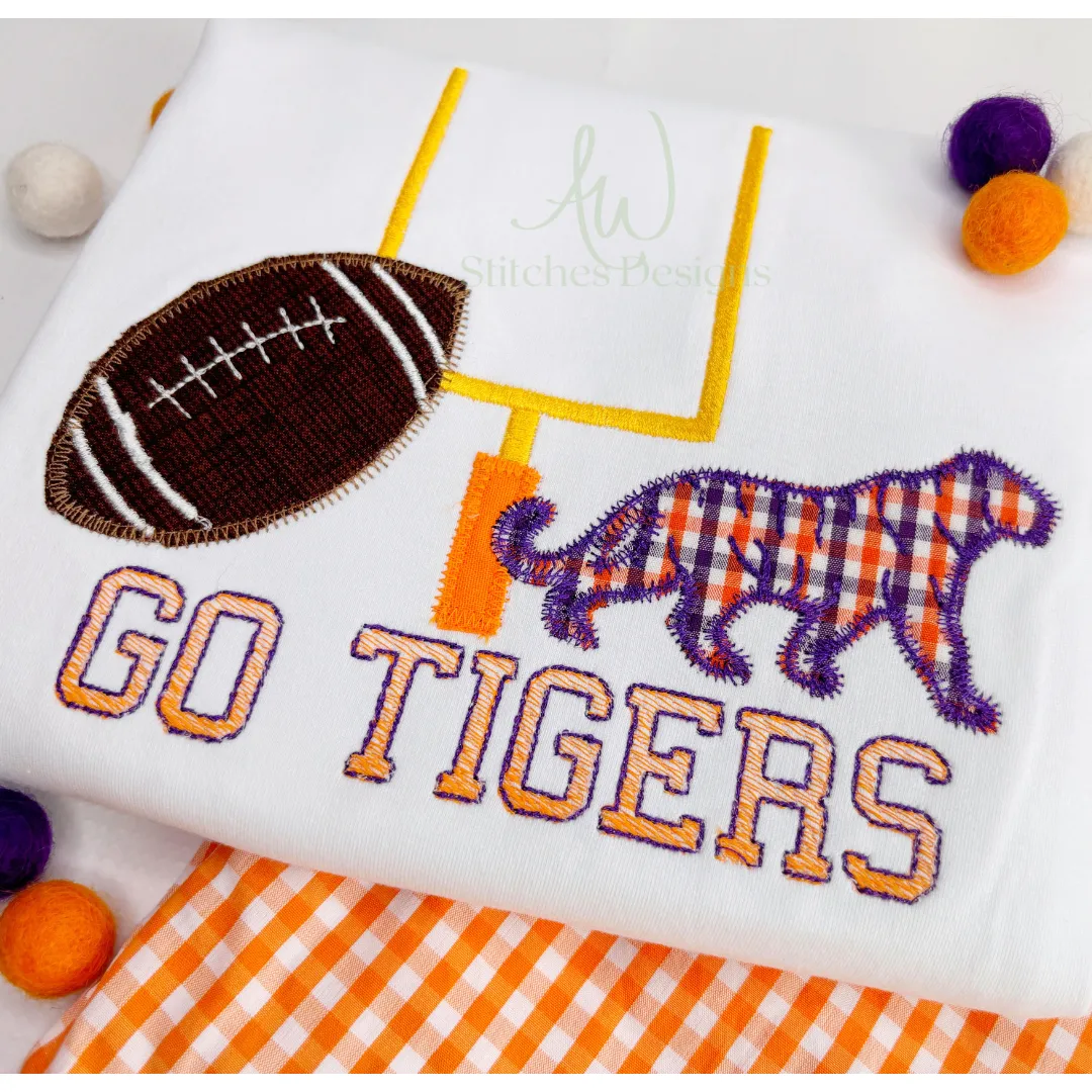 Tiger Football Zig Zag Applique