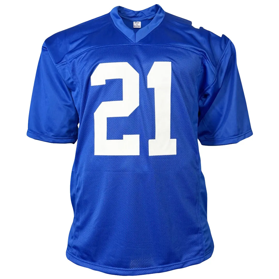 Tiki Barber Signed New York Blue Football Jersey (Beckett)