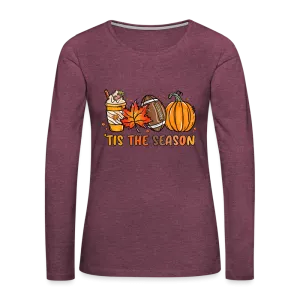 Tis The Season Women's Premium Long Sleeve T-Shirt (Fall, Pumpkins & Football)