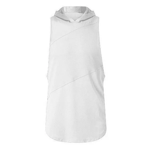 Trending Fitness Men's Gym Hooded Tank Top Vest - Stringer Sportswear Cotton Sleeveless (TM7)