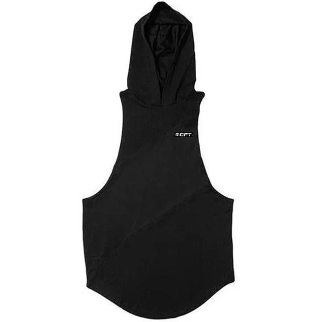 Trending Fitness Men's Gym Hooded Tank Top Vest - Stringer Sportswear Cotton Sleeveless (TM7)