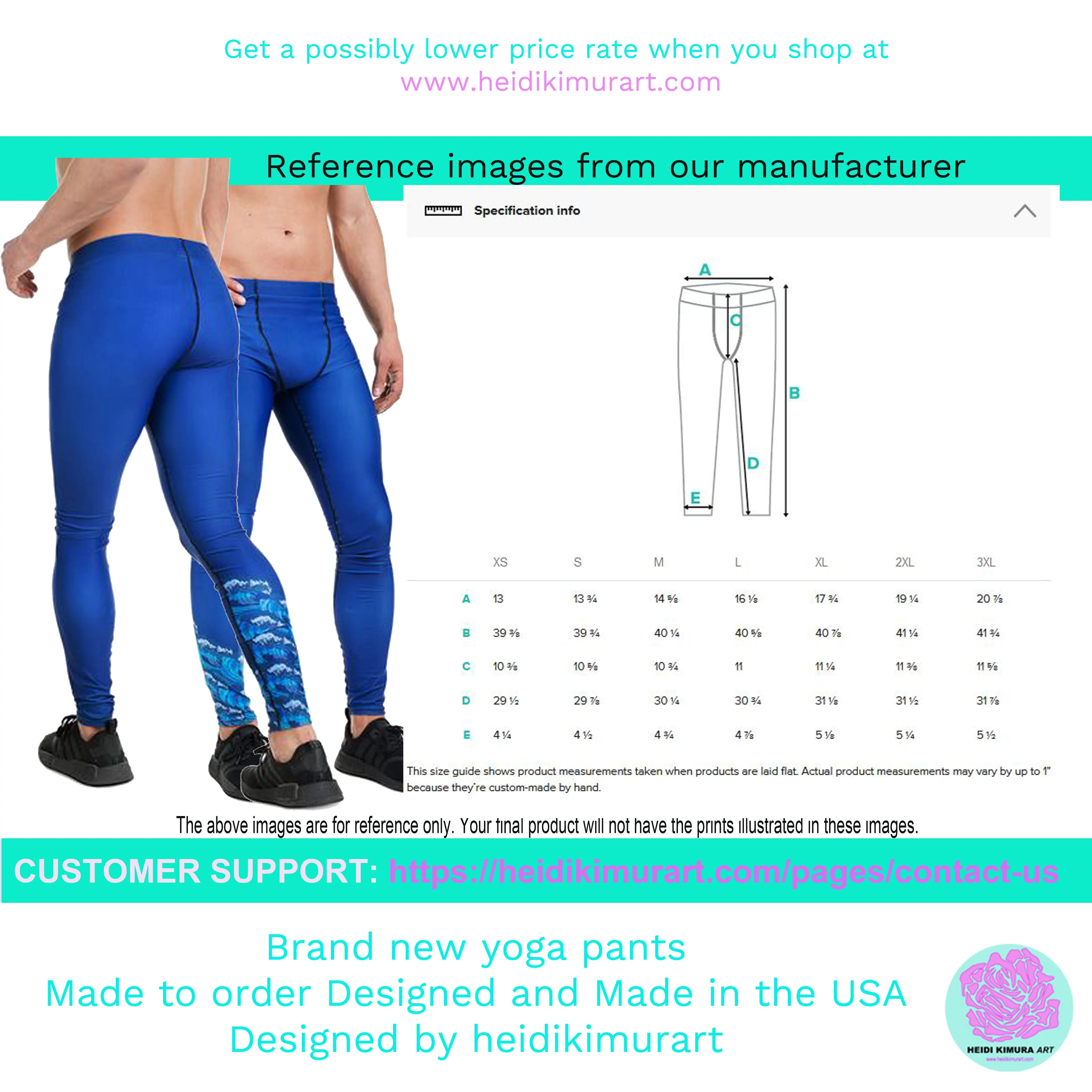 Turquoise Blue Striped Meggings, Bright Black Stripe Print Men's Leggings- Made in USA/ EU