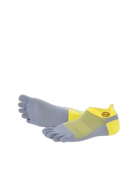 Vibram Athletic No Show Five Fingers Performance Toe Socks - Yellow/Grey