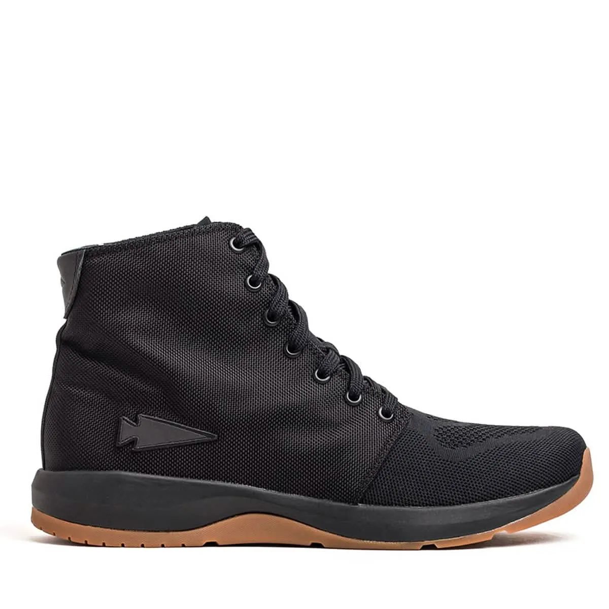 Women's Ballistic Trainers - Mid Top - Black   Gum w/ Black Reflective Spearhead