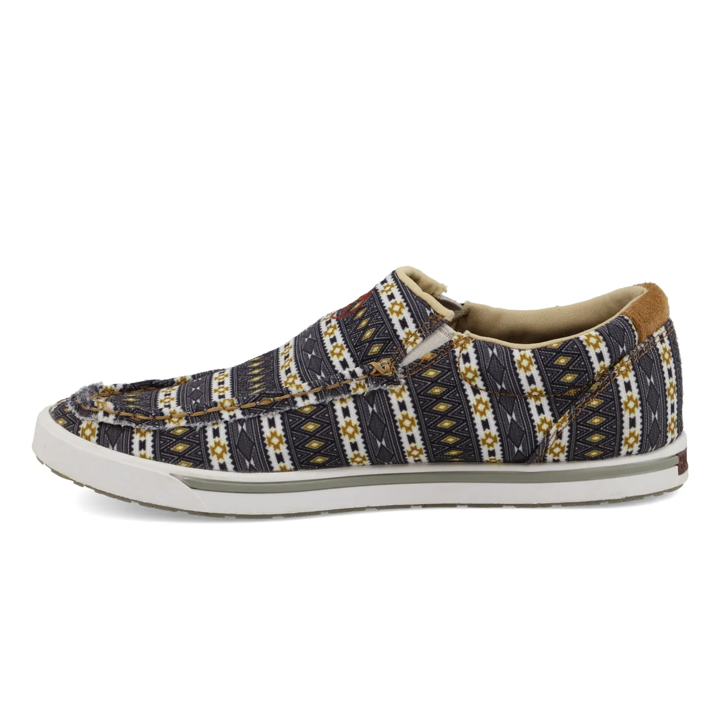 Women's Hooey Black/Yellow Multi Print Slip-On Round Toe Loper Shoes from Twisted X