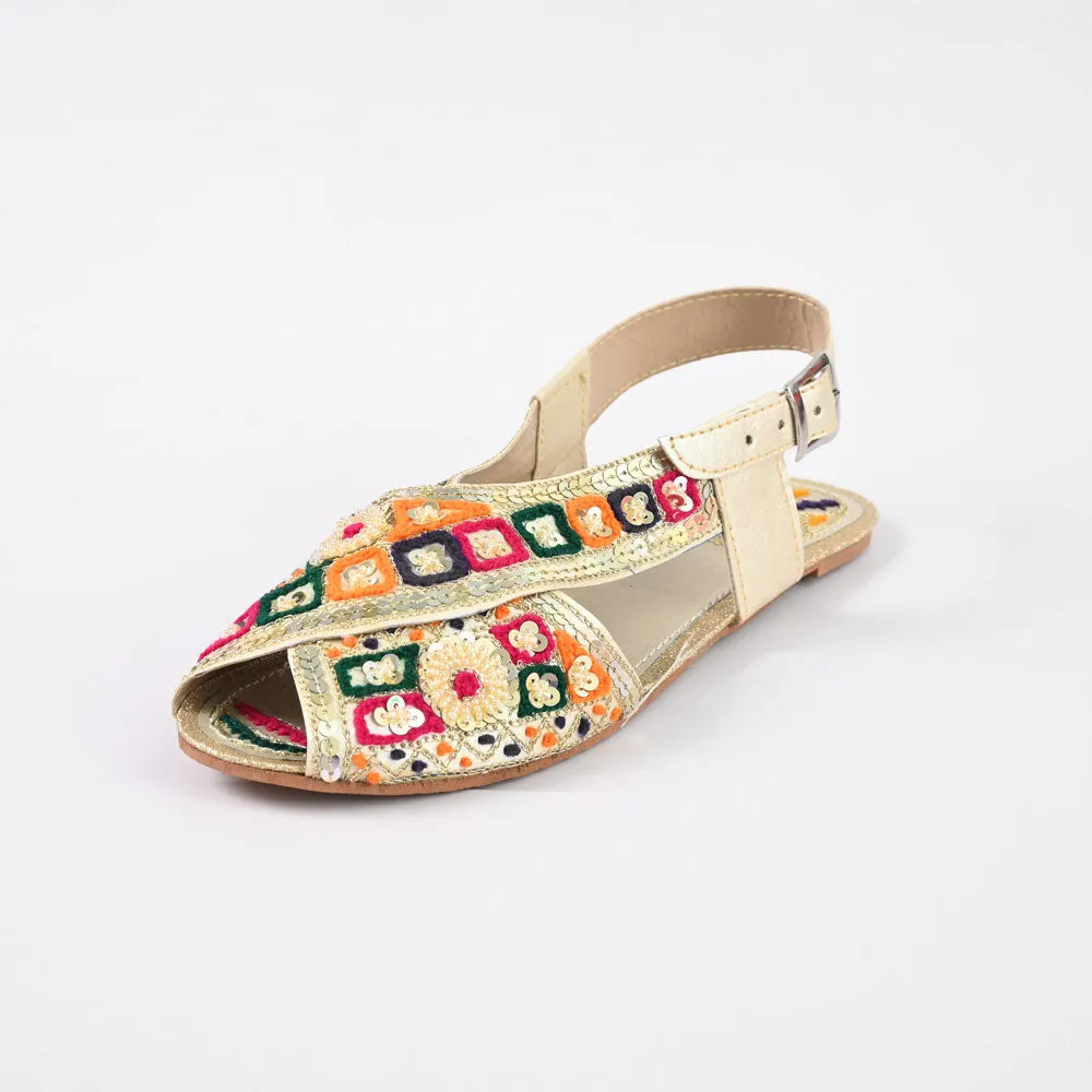 Women's Mahaica Ethnic Embroidered Style Peshawri Chappal